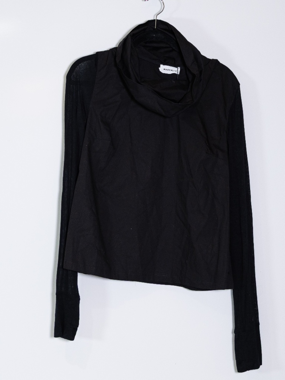 NEW Marcella Atlantic Mixed Media Cotton Poplin Long Sleeve Turtleneck Sweater L